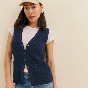 Reformation Faye Cotton Sweater Vest Blue - Size M